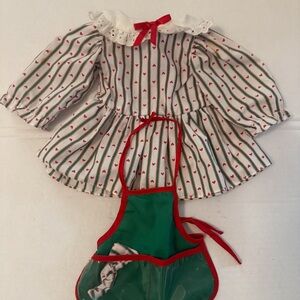 Striped Dress with Red Hearts and Green Apron